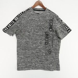 Ecko Unltd. Graphic T-Shirt Heather Gray Short Sleeve Logo‎ Tape Mens Size M